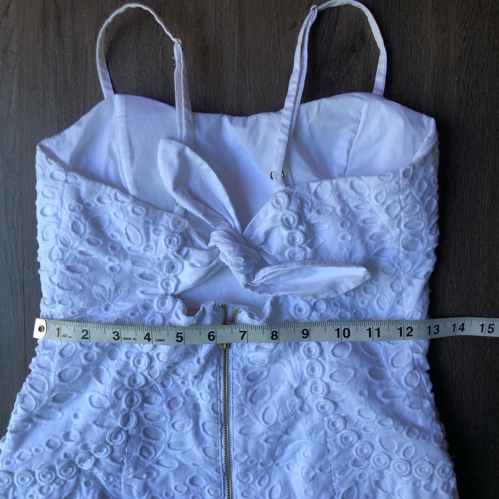 Lilly Pulitzer Shelli Eyelet Mini Dress Womens 0 White Cotton Resort Tropical - Picture 9 of 14
